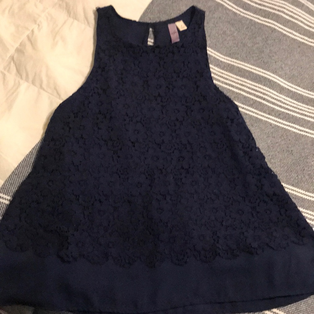 Navy lace top